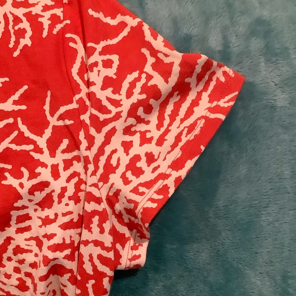 Talbots Coral Summer Women V-Neck crossover front top Size Medium Petite Resale - Picture 3 of 16